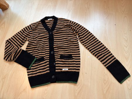 Damen Strickjacke Blouse gestreift schwarz braun gebraucht