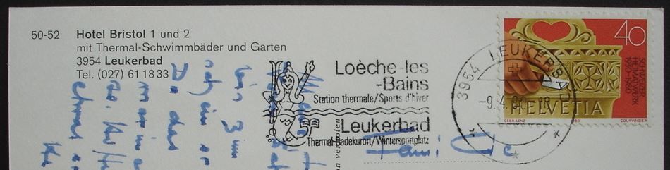 Cartoline postali: LEUKERBAD Hotel Bristol 1 und 2 – Usato da Jona venduto da philajona 1