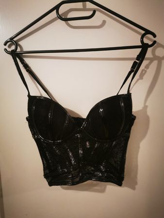 Schwarzes Lack-Corset, Grösse 75C - Top Zustand für Party!