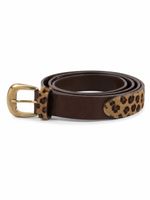 Elegance Gürtel 100 Leder braun Leo-Muster Schnalle Gold