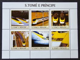 Sao Tome und Principe-Mi 2344-2349 Kbg. ** (2003) Bahnmotive