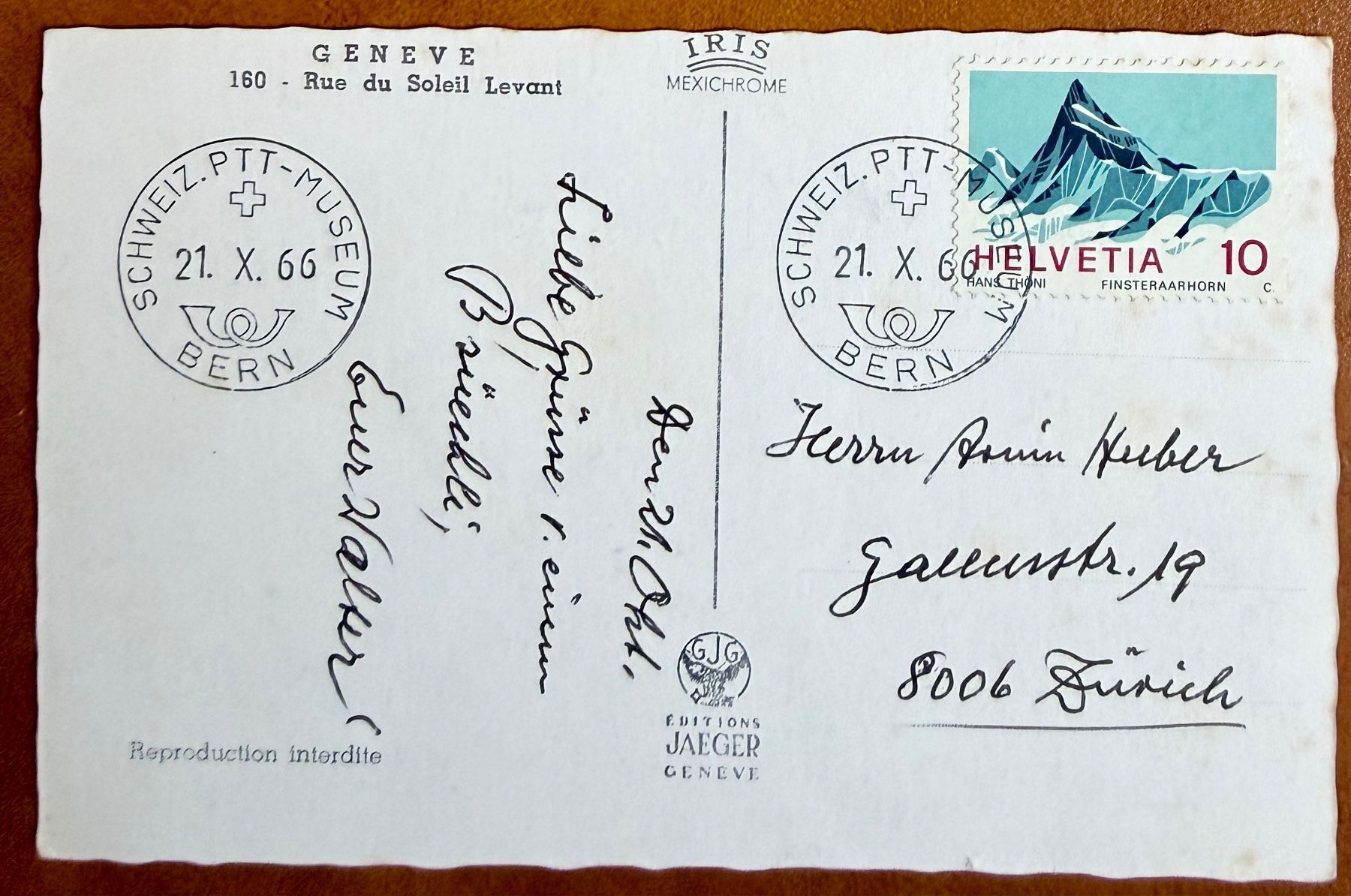 Cartoline postali: Genève - rue du Soleil Levant 1966 – Usato da Lutry venduto da Ediego 1