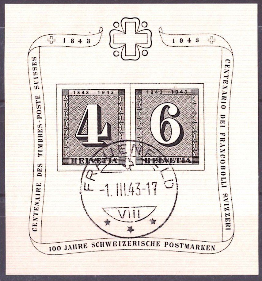 Tutti i francobolli: # 16 --- JUBILÄUMSBLOCK – Usato da Dübendorf venduto da Piero2