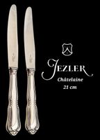 2 anciens couteaux Jezler Suisse 800Silb Châtelaine 21 cm