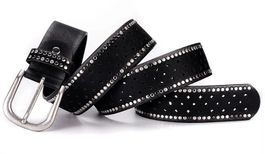 PU Ledergürtel mit Nieten 110cm Black - Ceinture en cuir PU