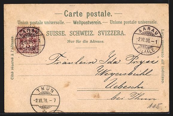 Ansichtskarten: Litho Aarau, Altes Schlössli, Infanteri – Gebraucht aus Berlin von bartko-reher 1