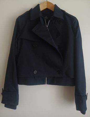 Monari Navy Trench Coat Short Jacket Size 34 EU 4 UK - Top