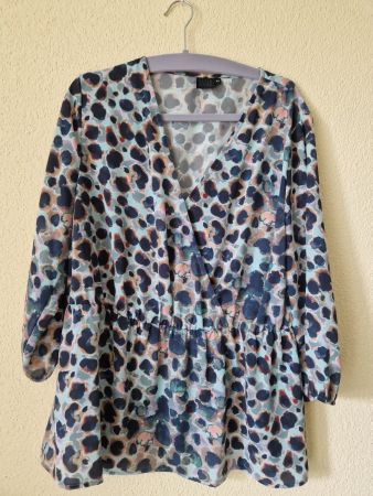 Reken Maar Schlupf-Bluse blau Allover-Druck, Gr. 42