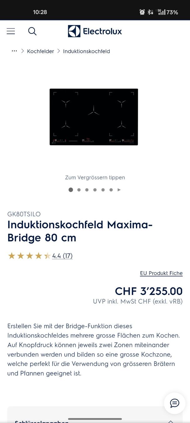 Electrolux Herde: Electrolux Induktionsherd GKT80SILO – Neu (gemäss Beschreibung) aus Laufenburg von Mow0