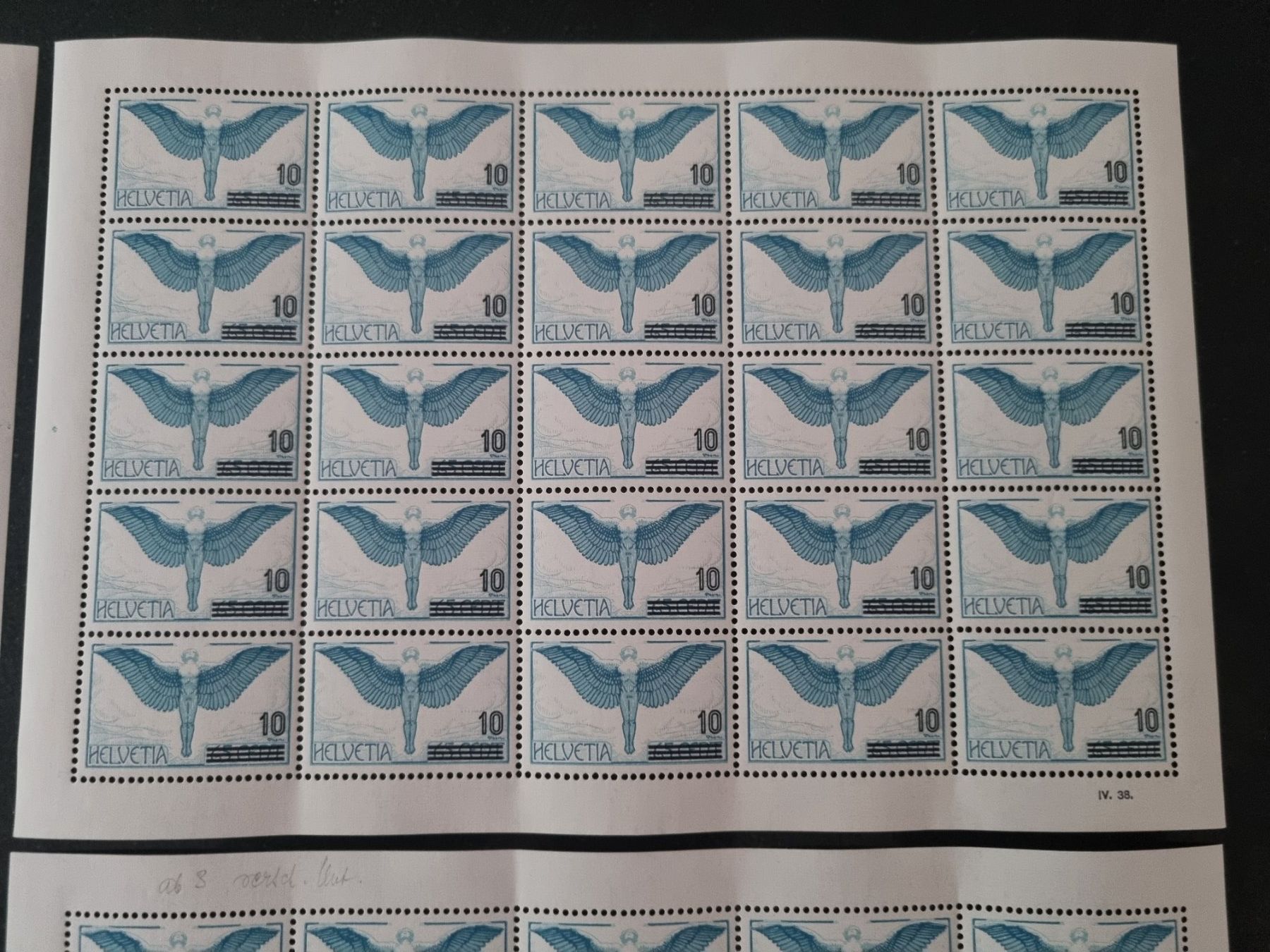 Tutti i francobolli: 4 Bogen Flugpost Nr. F22 mit Plattenfehler, postfrisch ** – Nuovo (secondo la descrizione) da Gümligen venduto da Geniusbuy 3