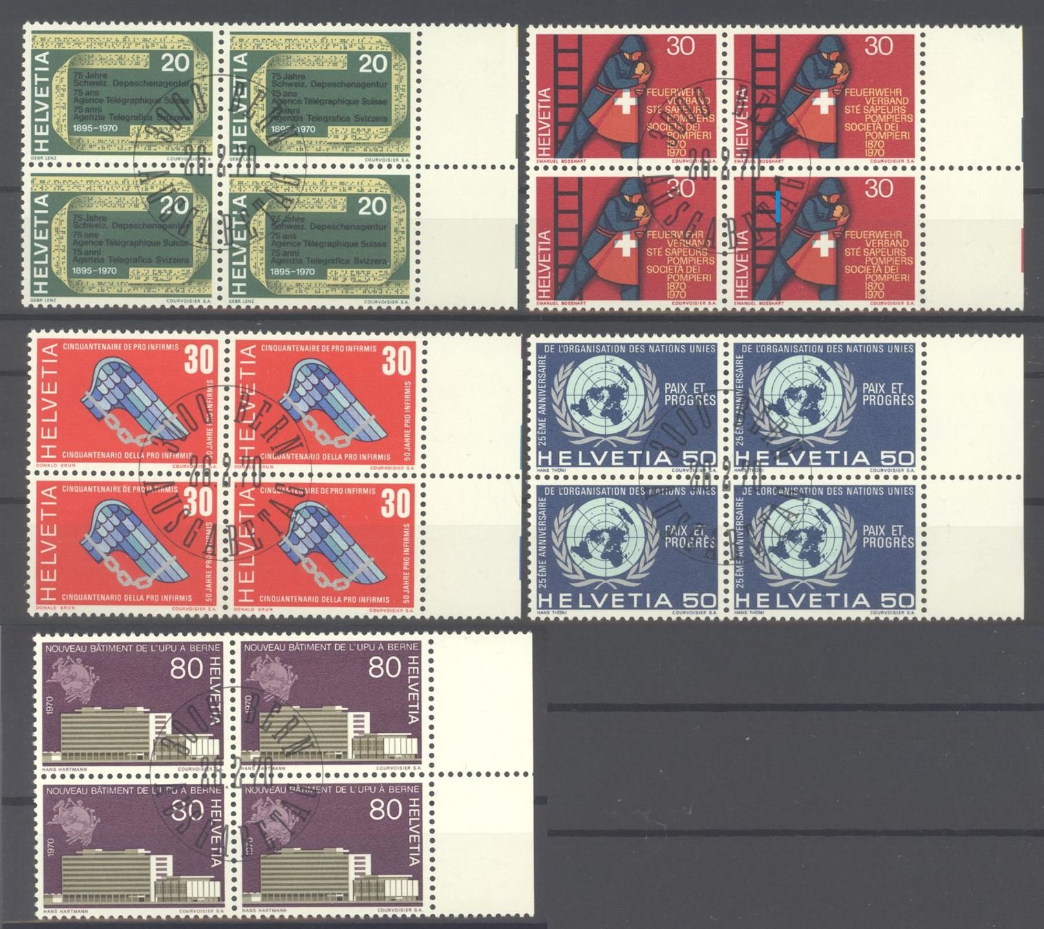 Tutti i francobolli: 1970, Viererblöcke, ET – Usato da Willisau venduto da Vollstempel