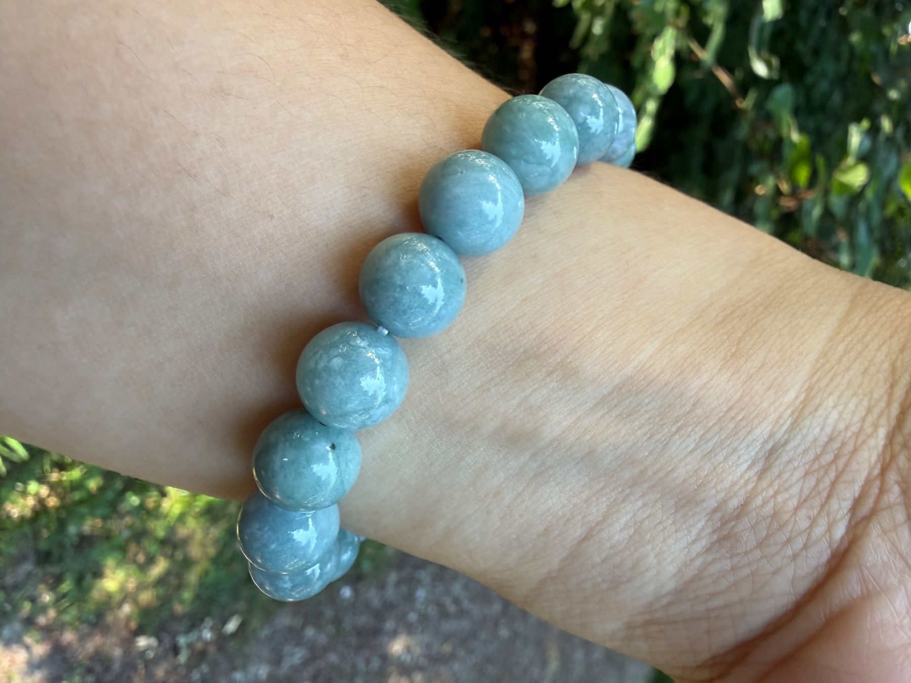 Bracciali & Braccialetti: Armband aus echten Blue-Wasserjade-10mm Perlen – Nuovo (secondo la descrizione) da Jegenstorf venduto da SteinGlanz 3