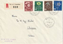 PJ Satz 1949 mit it. ET-Stempel a. FDC nach Chippis, KW 450