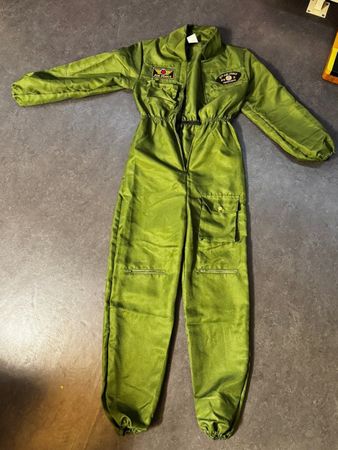 Kinder-Gwändli, Kostüm, Fliegeranzug, Pilot, grün, Fasnacht