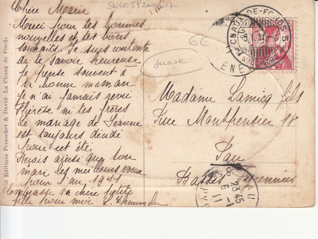 Ansichtskarten: La Chaux de Fonds 1911 – Gebraucht aus Bürglen TG von StampGraf 1