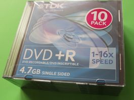 10 TDK DVD+R Rohlinge in Slim-Case OVP!!