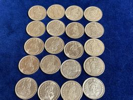 20 x 1.- Fr. Alle 835 Silber, je 5 gr. also Total 100 gr