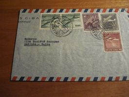 Flugbrief 1956 Chile - Schweiz, Productos CIBA, bunt frankie