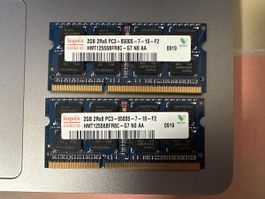 2x Hynix 2GB RAM PC3-8500S DDR3 Speicher SO-DIMM Laptop