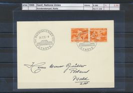 1955 Genf, "Nations Unies", Sonderstempel, Karte