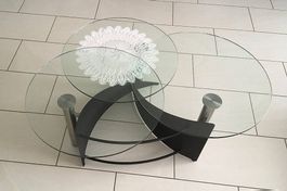 Salontisch Metall mit 3 drehbaren Glasplatten