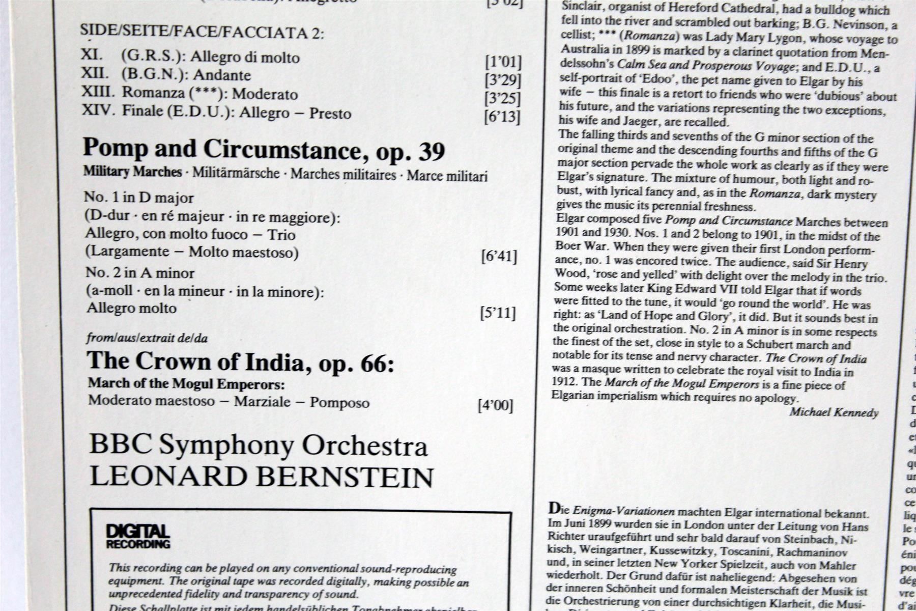 Grafica & Litografie: EDWARD ELGAR: Enigma Variations – Usato da Bern venduto da vinyl-heaven 5