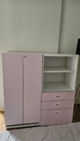 Kinder Kleiderschrank weiss rosa 3 Schubladen Regal 2 Türen