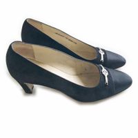 Pumps 38.5 Veloursleder Satin Strass BALLY VINTAGE 1980s