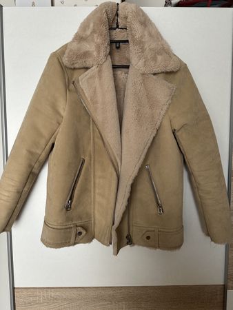 H&M Übergangsjacke im Wildlederlook mit Futter, Gr. 36