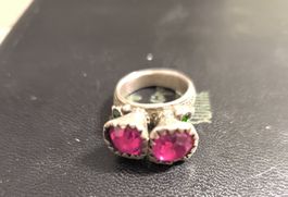 Antiker afghanischer Ring aus Silber mit Glassteinen