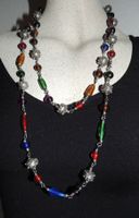 SCHÖNE KETTE SILBER «MURANO» GLAS-PERLEN 114 GRAMM 70 CM