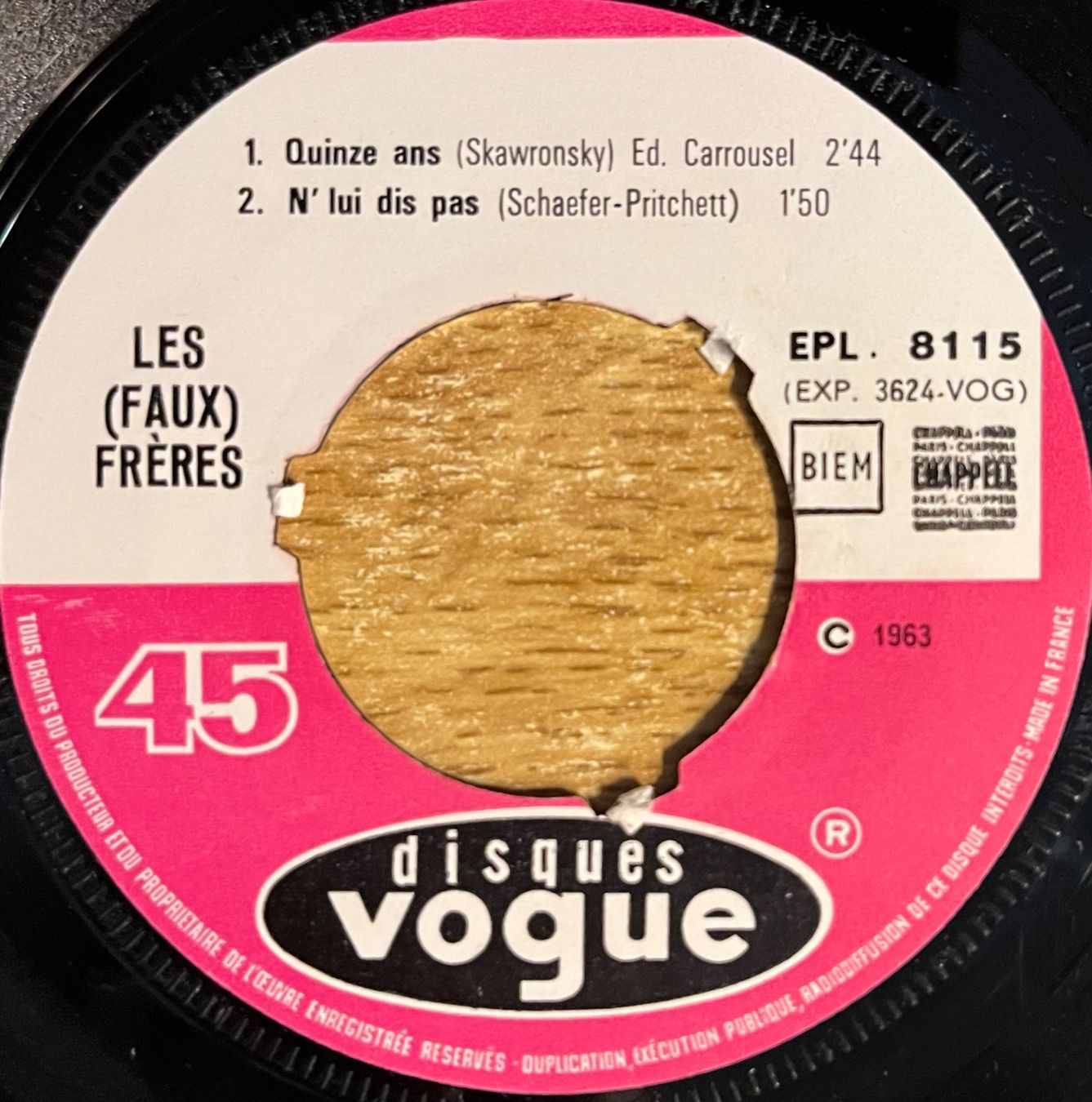 Dischi in vinile: LES "FAUX" FRÈRES - QUINZE ANS – Usato da Bussigny venduto da vinyl-pas-cher 2