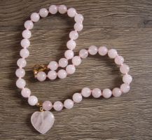 NEU: Rosenquarz Halskette mit Herz Collier Kette Schmuck