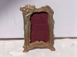 Kleiner Fotorahmen Jugendstil Dame Messing alt für 8 x 6 cm