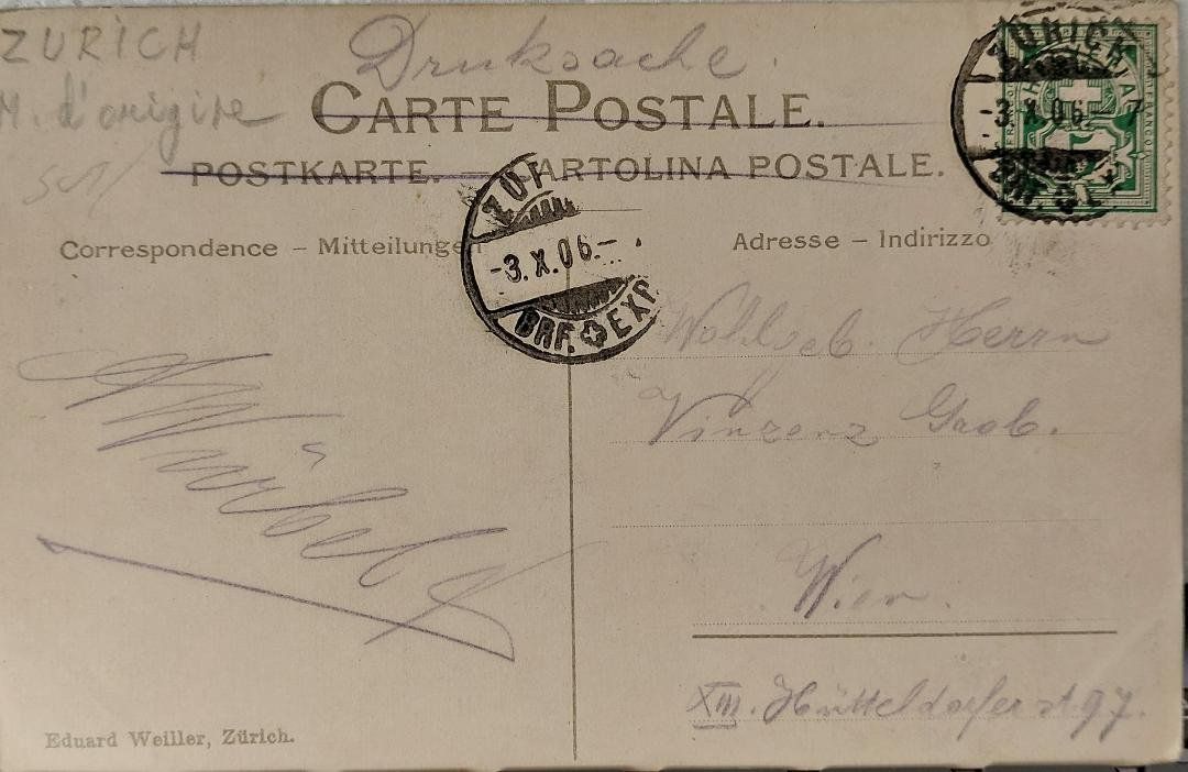 Cartoline postali: ZÜRICH - Bahnhofplatz  - Trams - 1906 – Usato da Delémont venduto da Domdom1 1