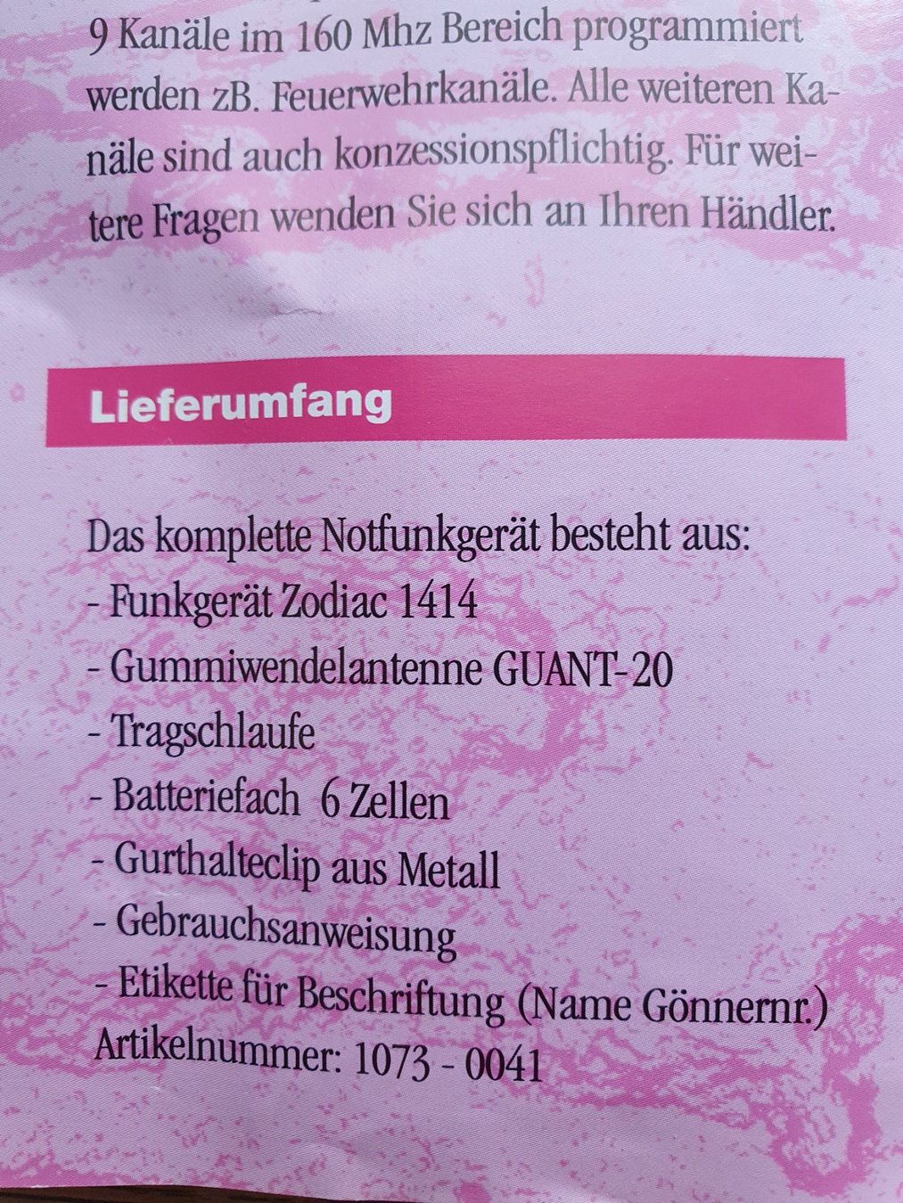 Radiocomunicazione: REGA Notfunkgerät Zodiac/Omni 1414 – Usato da Rüdlingen venduto da Relmis 9