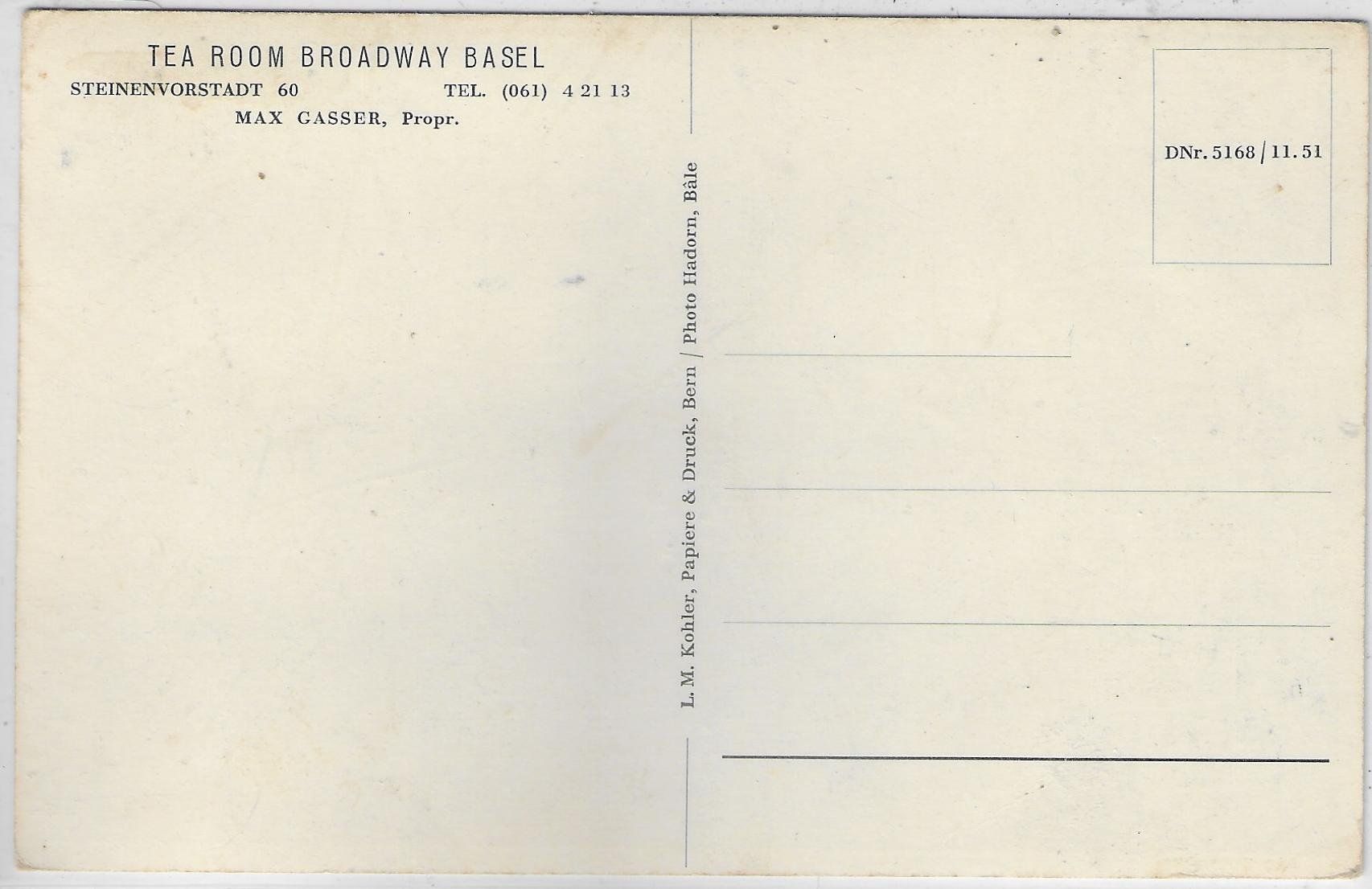Cartes postales: Tea Room Broadway - Basel – D'occasion à Ettingen par Kartenplanet 1