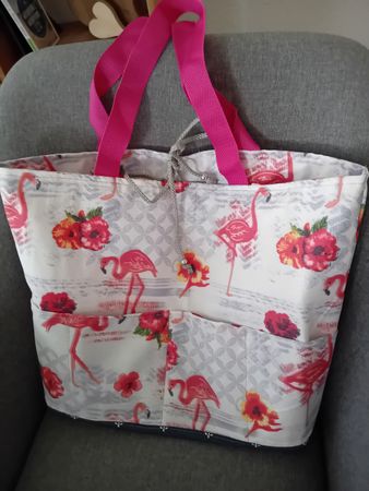Sommer/Bade Tasche mit Flamingo Muster, Handmade,