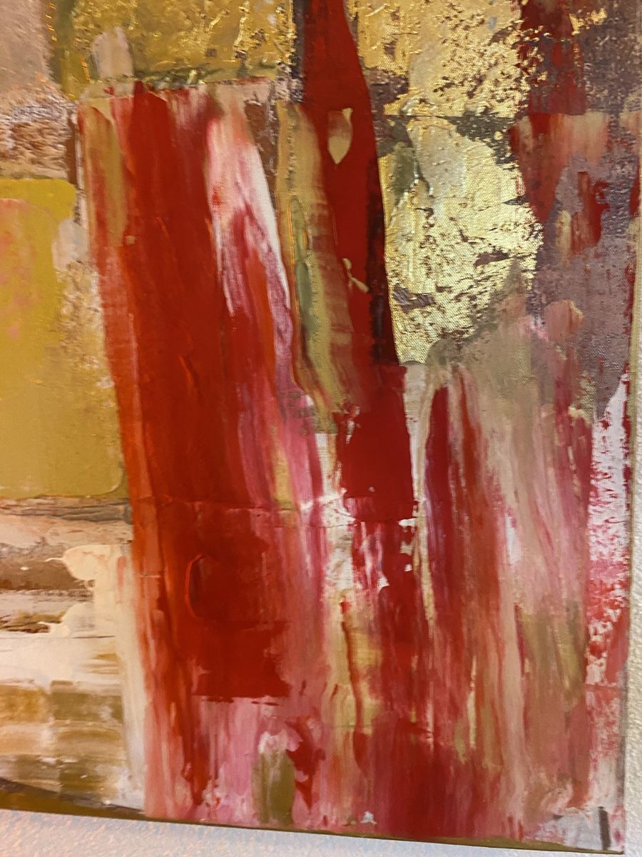 Dipinti: Abstraktes Acrylbild, Gold, Rot, Unikat – Usato da Weinfelden venduto da MariaTG 1
