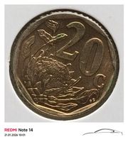 SUEDAFRIKA - 20 CENTS 1997 - GELAUFEN UND EXZELLENTE ZUSTAND