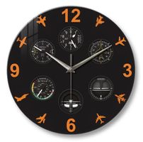 Wanduhr im Flugzeuginstrumenten-Design aus gehärtetem Glas