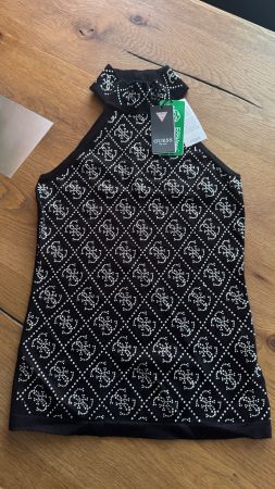 GUESS t-Shirt schwarz (Original) mit Glitzersteinen Gr S Neu