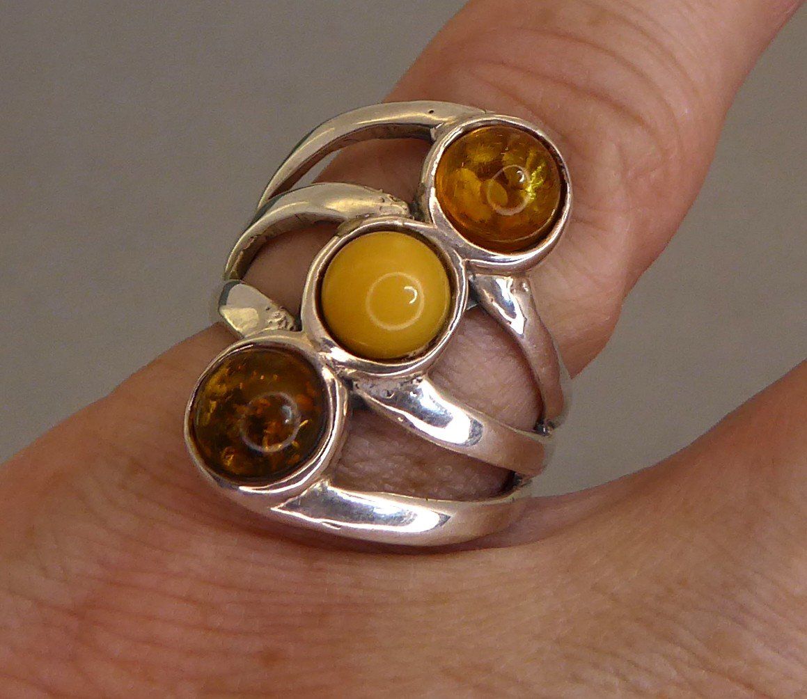 Ringe: Ring 925er Silber Bernstein – Gebraucht aus Muri AG von Lineli2020