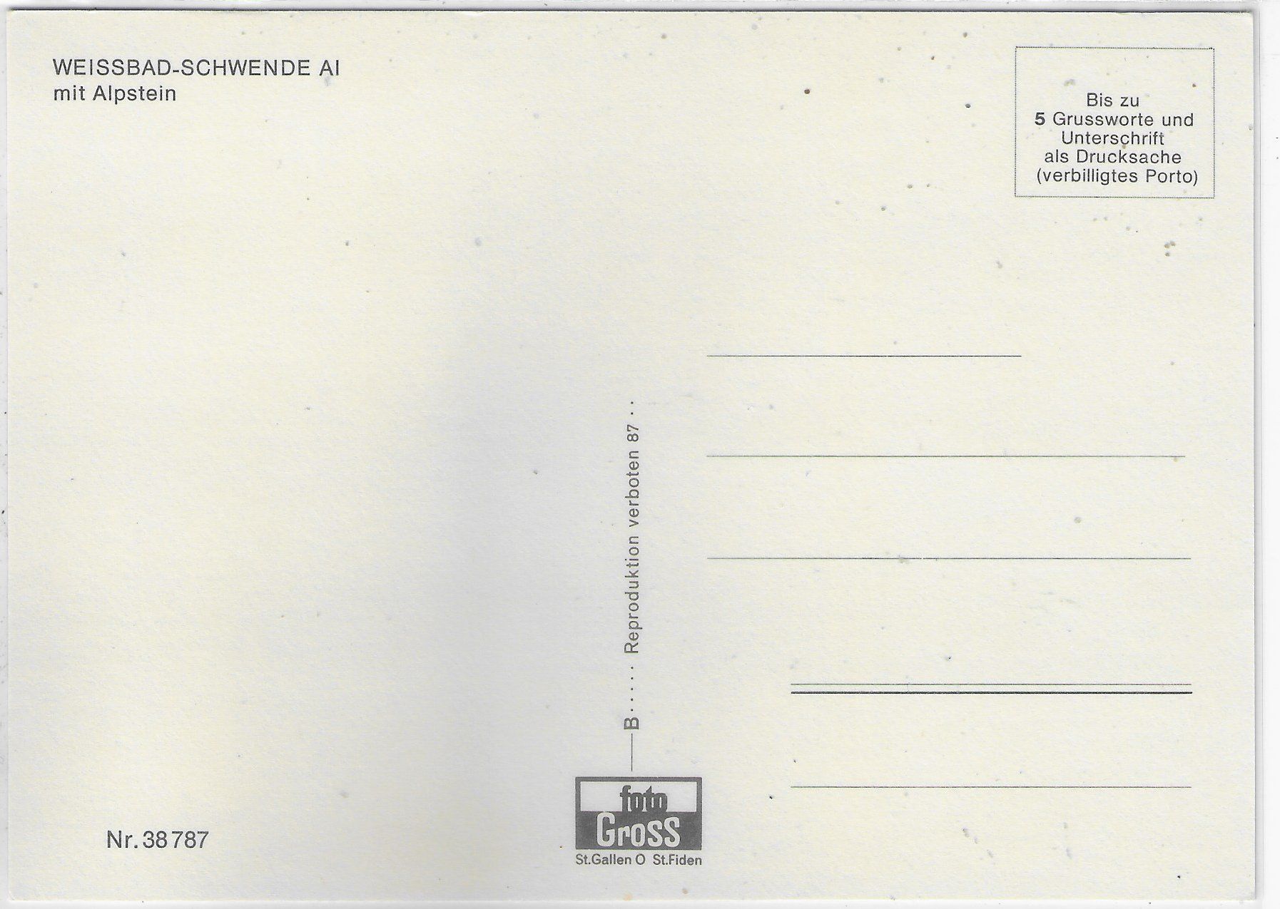 Cartoline postali: Weissbad-Schwende AI – Usato da Ettingen venduto da Kartenplanet 1