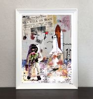 Astronaut Mond Flowers NASA Pop Art Kunst Bild Moon Rocket