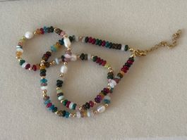 Luxus Elegante Kette Farbe :Silber Kunstperlen