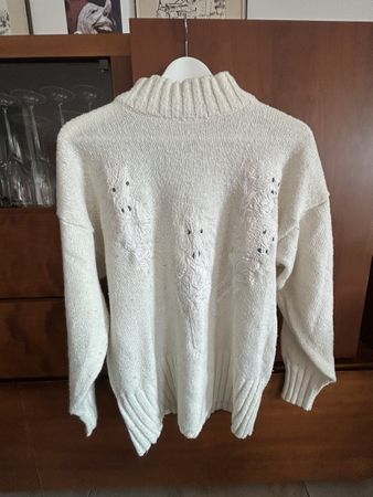 Vintage Strickpullover mit Pferde-Applikation, Grösse M