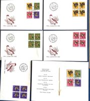 1968 Pro Juventute VOGEL FDC + FDC Viereblock + Faltblatt ET
