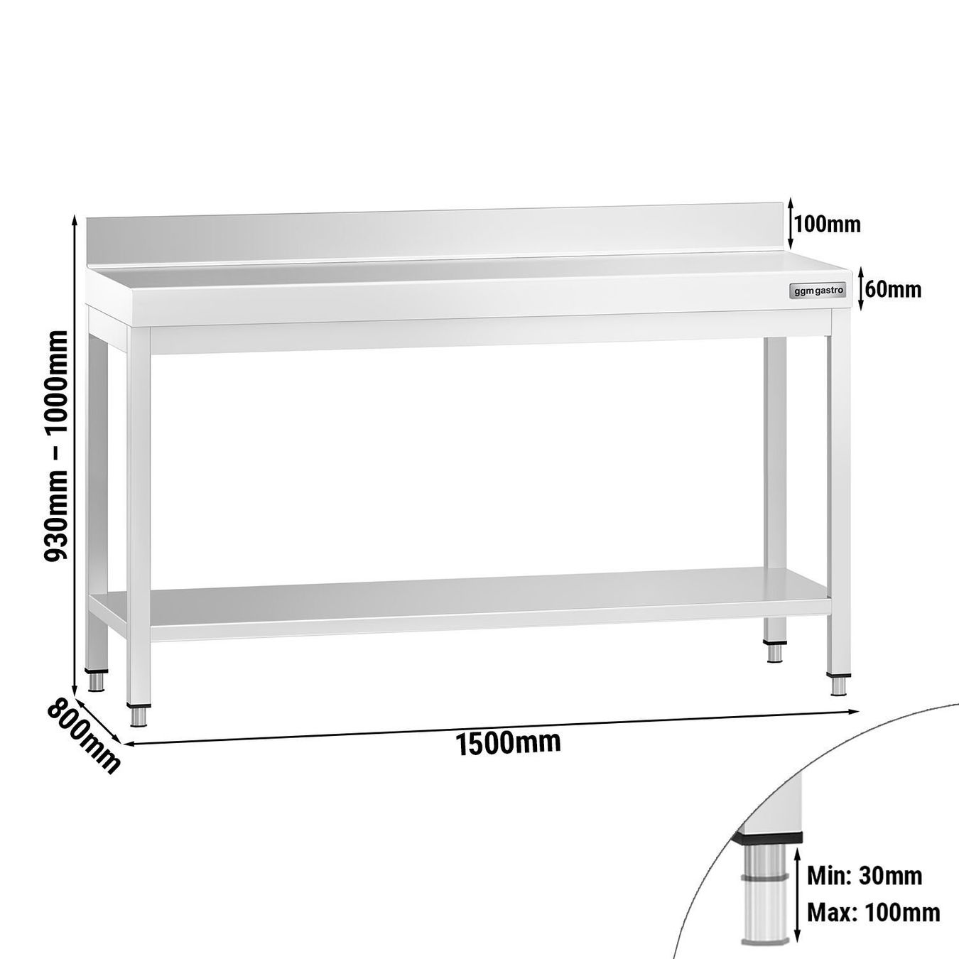 Altro per Gastronomia & Hotel: Edelstahl Arbeitstisch PREMIUM 150x80cm – Nuovo e nell'imballaggio originale da Bottighofen venduto da zaap 8