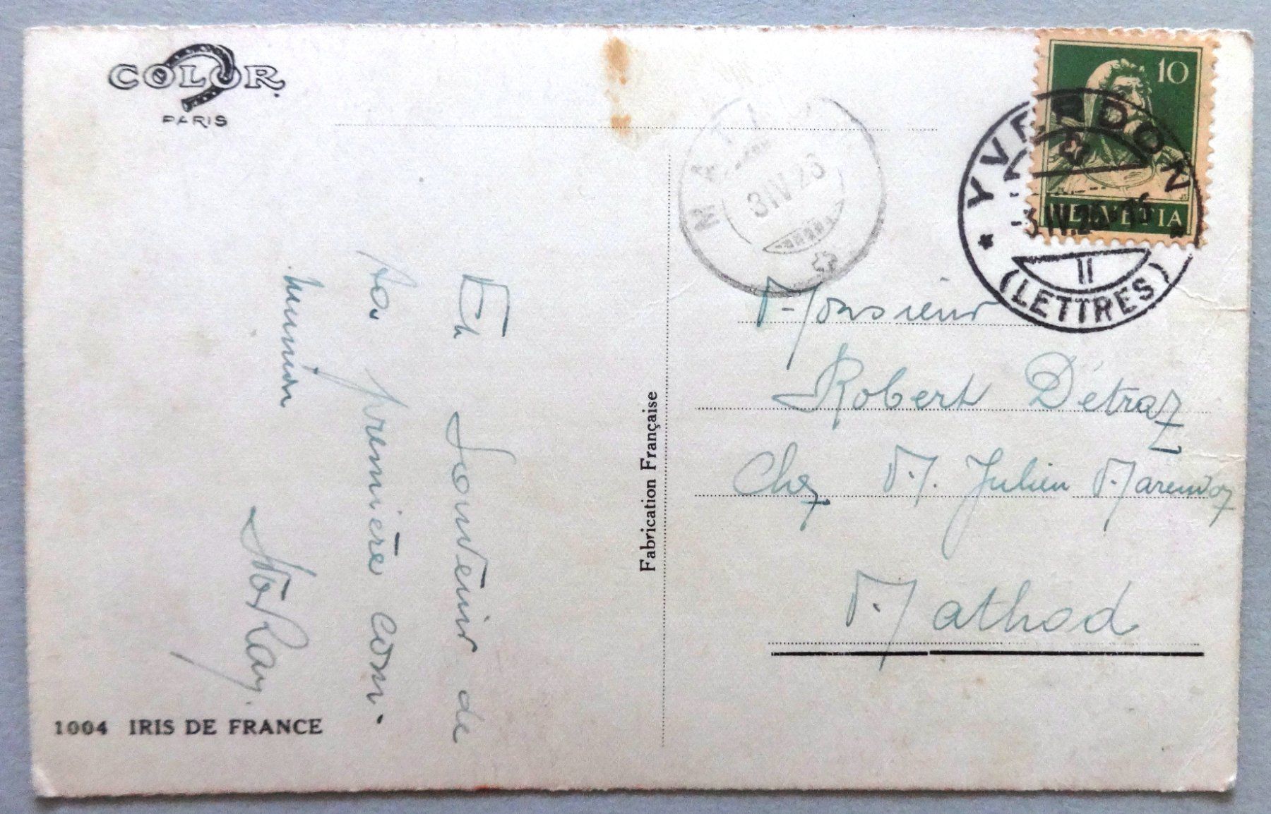 Cartoline postali: Iris de France – Difettoso da Fétigny venduto da Billy2miny 1